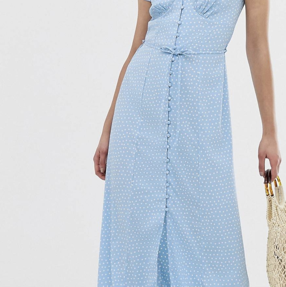 Asos Tall baby blue polkadoted maxi dress